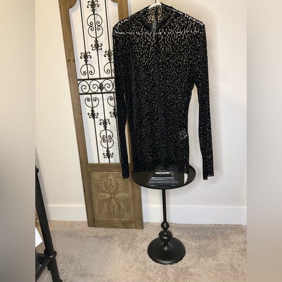 Marc Cain black sheer soft animal print top - size N6 / US 14 - new with tags - Picture 9 of 14